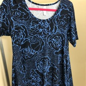 Lularoe Black and blue rose floral Perfect T